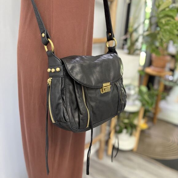 Rebecca Minkoff Handbags - Rebecca Minkoff Beloved Mini Crossbody Bag Black Leather Gold Stud Vintage -FLAW